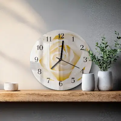 Kulaté skleněné hodiny na zeď Růže