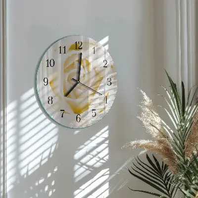 Kulaté skleněné hodiny na zeď Růže
