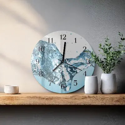 Hodiny s fotkou skleněné kulaté Voda