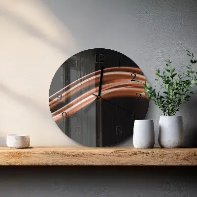 Kulaté skleněné hodiny na zeď Abstraktní linie