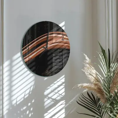 Kulaté skleněné hodiny na zeď Abstraktní linie