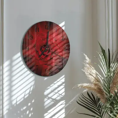 Kulaté skleněné hodiny na stěnu Růže