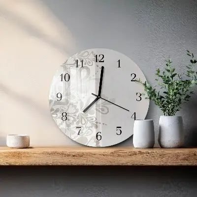 Nástěnné hodiny skleněné kulaté Floristické umění