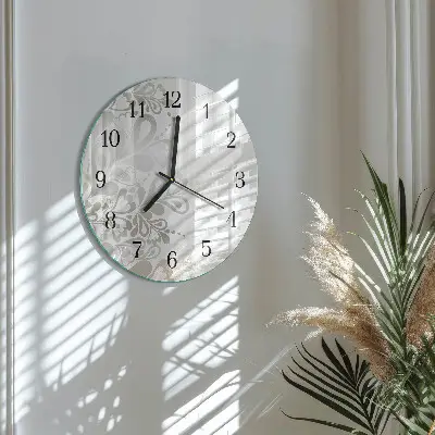 Nástěnné hodiny skleněné kulaté Floristické umění