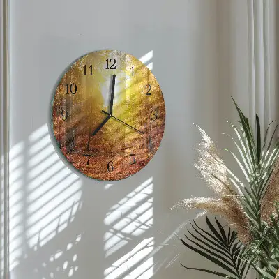 Nástěnné hodiny skleněné kulaté Podzimní les