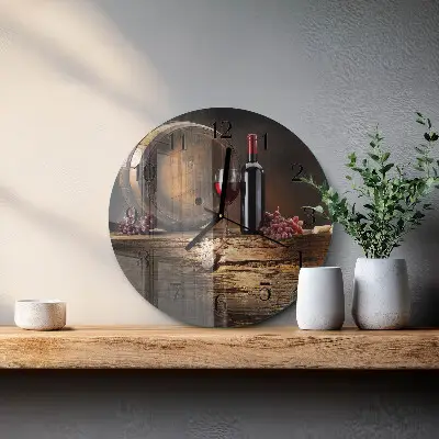 Kulaté skleněné hodiny na zeď Hrozny na víno