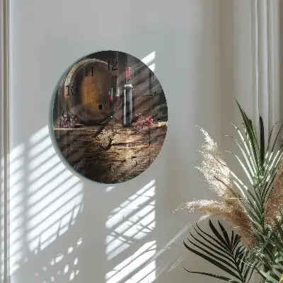 Kulaté skleněné hodiny na zeď Hrozny na víno