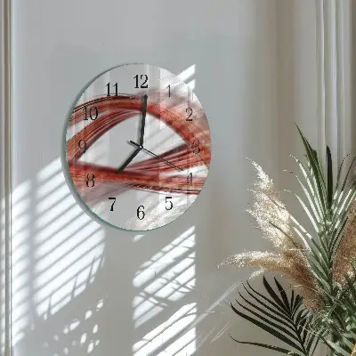 Kulaté skleněné hodiny na stěnu Abstraktní linie