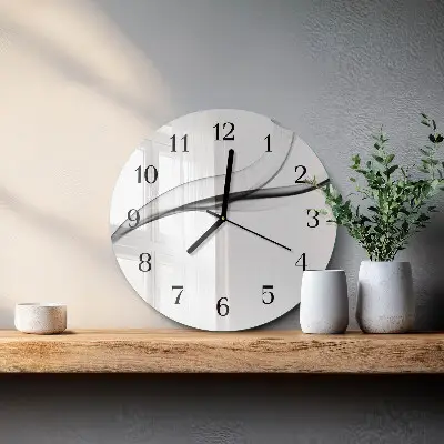 Kulaté skleněné hodiny na stěnu Abstraktní kouř