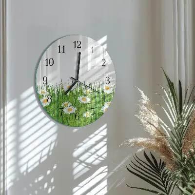 Hodiny s fotkou skleněné kulaté Sedmikráska