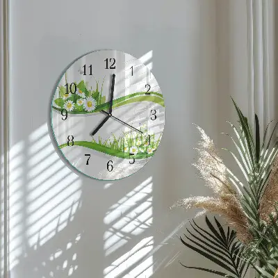 Kulaté skleněné hodiny na zeď Sedmikráska