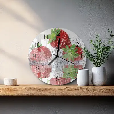 Nástěnné hodiny skleněné kulaté Jahody