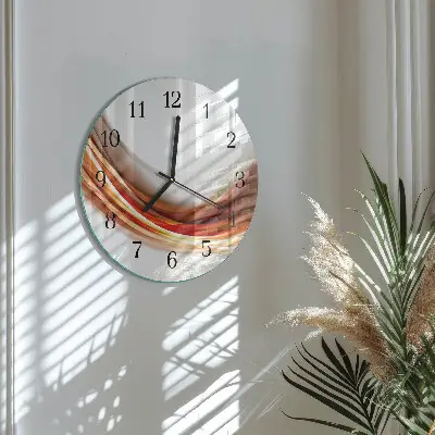 Kulaté skleněné hodiny na zeď Abstraktní linie