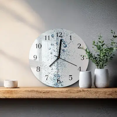 Kulaté skleněné hodiny na zeď Voda