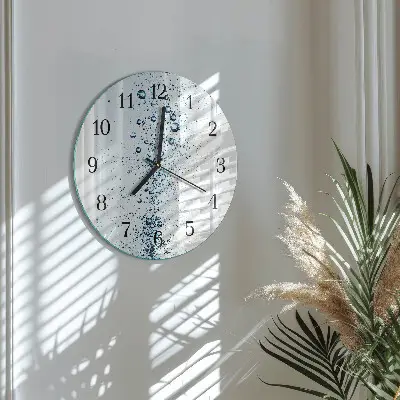 Kulaté skleněné hodiny na zeď Voda