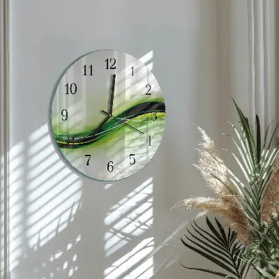 Hodiny s fotkou skleněné kulaté Abstraktní linie