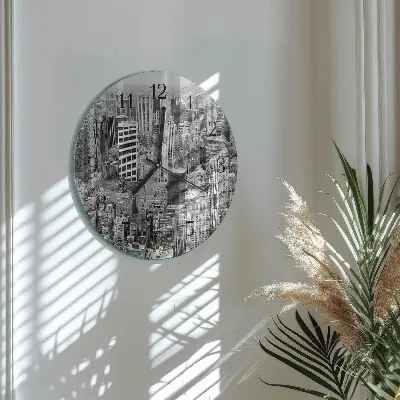 Kulaté skleněné hodiny na zeď Horizont