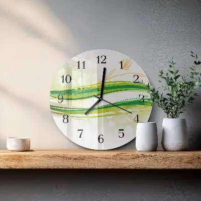 Kulaté skleněné hodiny na zeď Abstraktní linie