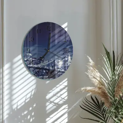 Hodiny s fotkou skleněné kulaté Horizont