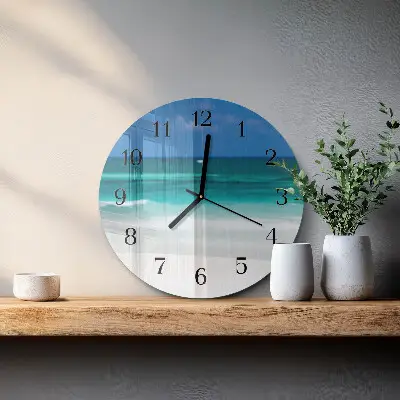 Nástěnné hodiny skleněné kulaté pláž moře