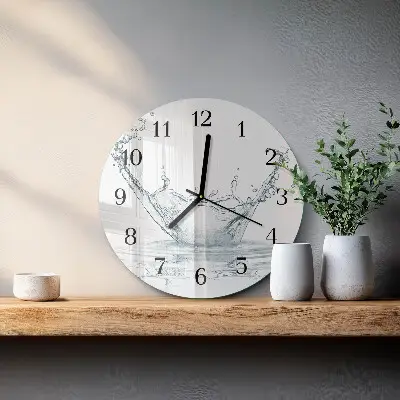 Kulaté skleněné hodiny na stěnu Voda