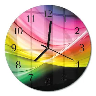 Kulaté skleněné hodiny na zeď Abstraktní linie