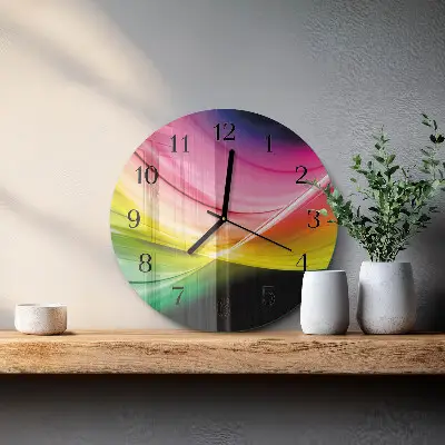 Kulaté skleněné hodiny na zeď Abstraktní linie