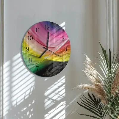 Kulaté skleněné hodiny na zeď Abstraktní linie