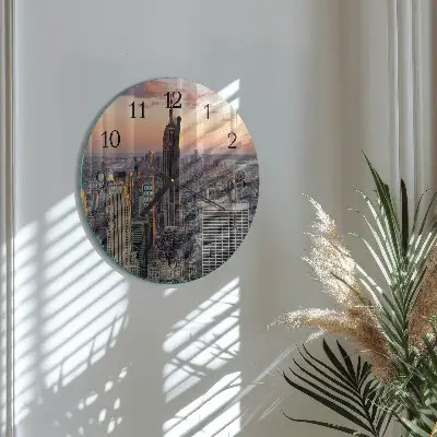 Kulaté skleněné hodiny na stěnu Horizont
