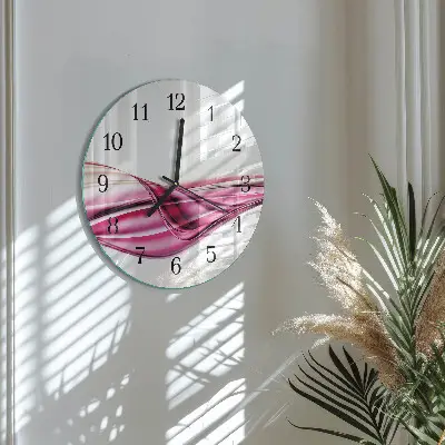 Hodiny s fotkou skleněné kulaté Abstraktní linie
