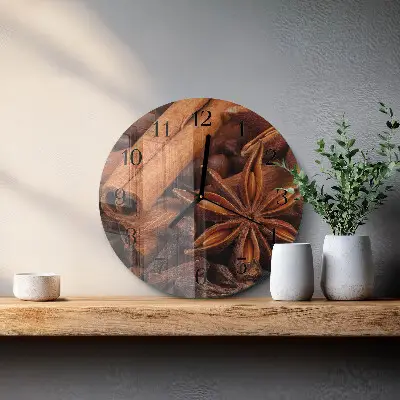 Kulaté skleněné hodiny na zeď Vanilka
