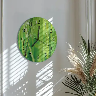 Hodiny na skle kulaté Tráva