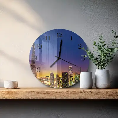Nástěnné hodiny skleněné kulaté Dubajský horizont