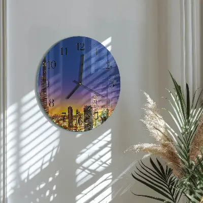 Nástěnné hodiny skleněné kulaté Dubajský horizont