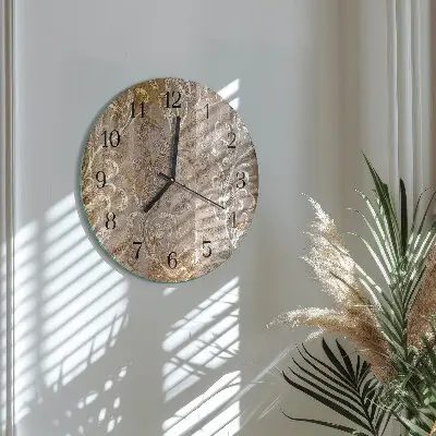 Kulaté skleněné hodiny na stěnu Květinový vzor
