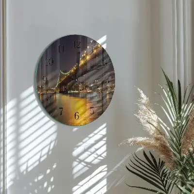 Kulaté skleněné hodiny na zeď Most na obzoru