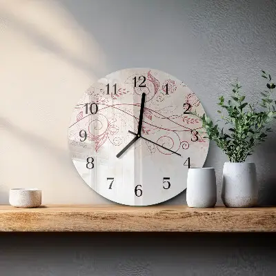 Kulaté skleněné hodiny na stěnu Floristické umění