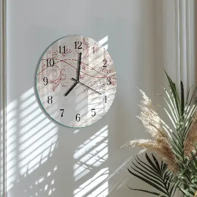 Kulaté skleněné hodiny na stěnu Floristické umění