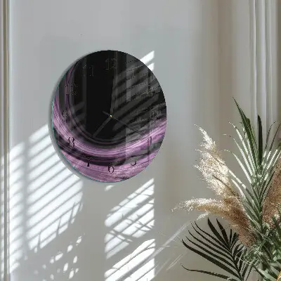 Hodiny na skle kulaté Abstraktní linie