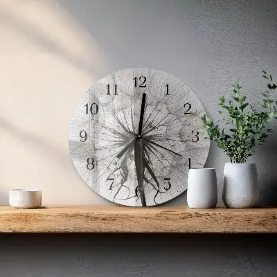 Kulaté skleněné hodiny na zeď Pampeliška