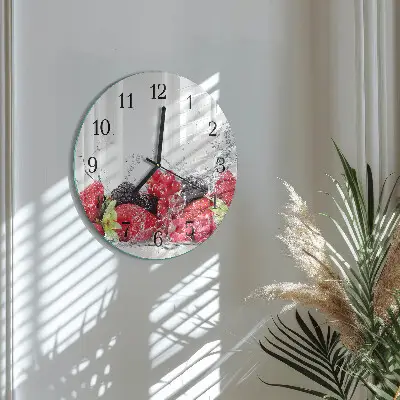 Nástěnné hodiny skleněné kulaté Ovoce