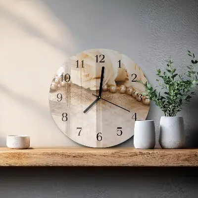 Kulaté skleněné hodiny na stěnu Vintage růže v sépiovém odstínu