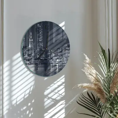 Hodiny s fotkou skleněné kulaté Horizont