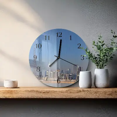 Hodiny s fotkou skleněné kulaté Dubajský horizont