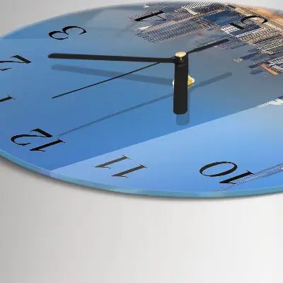 Hodiny s fotkou skleněné kulaté Dubajský horizont