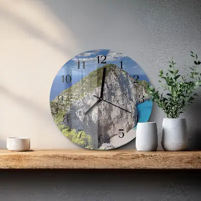 Kulaté skleněné hodiny na zeď Útes