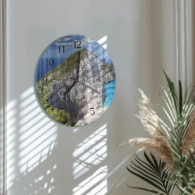 Kulaté skleněné hodiny na zeď Útes