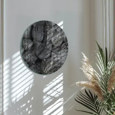 Kulaté skleněné hodiny na zeď Kameny voda