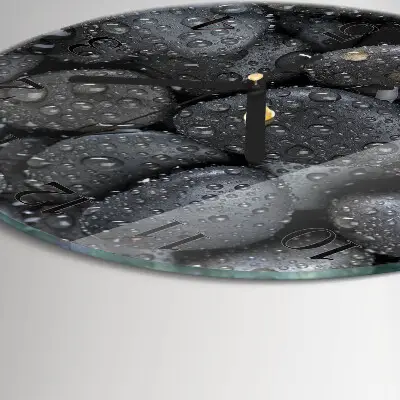 Kulaté skleněné hodiny na zeď Kameny voda