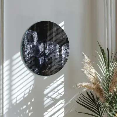 Hodiny na skle kulaté Kostky ledu